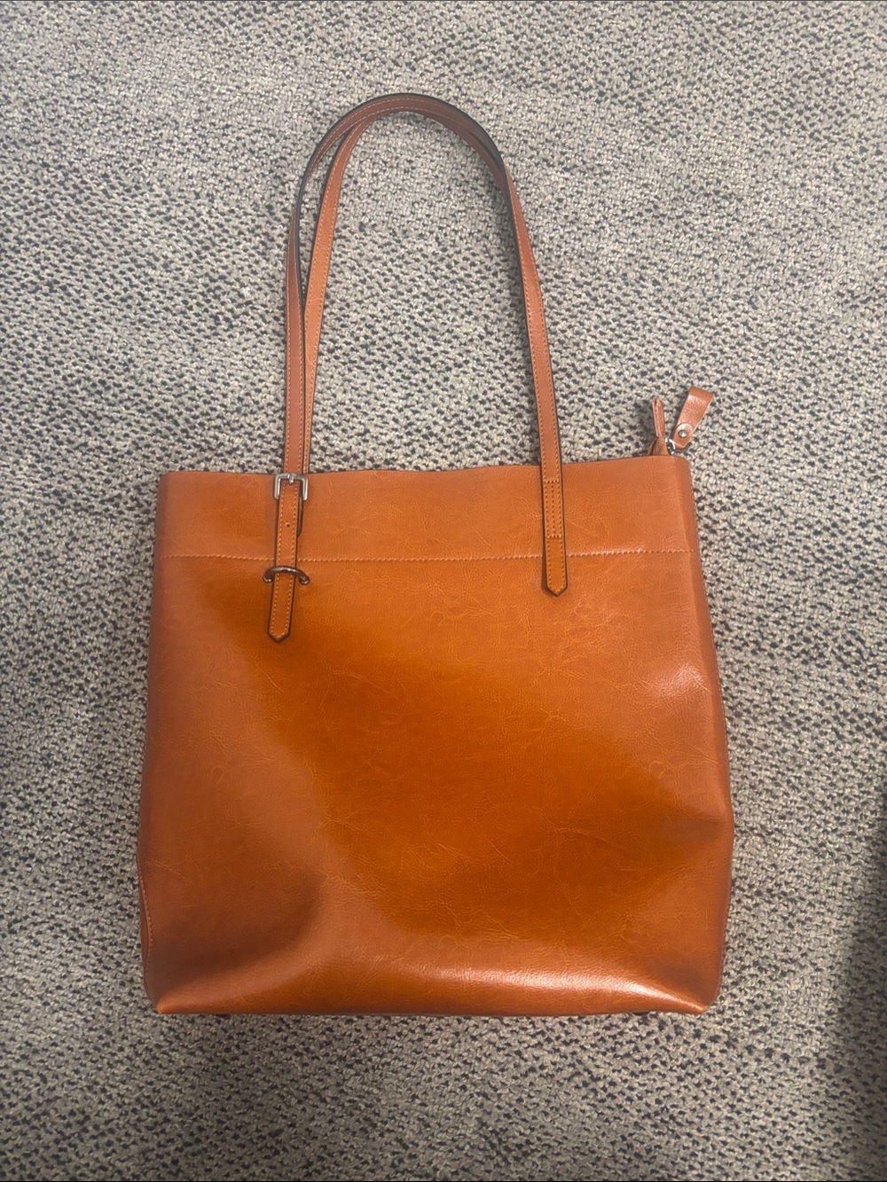 Women's Brown Leather Tote Bag with Adjustable Straps